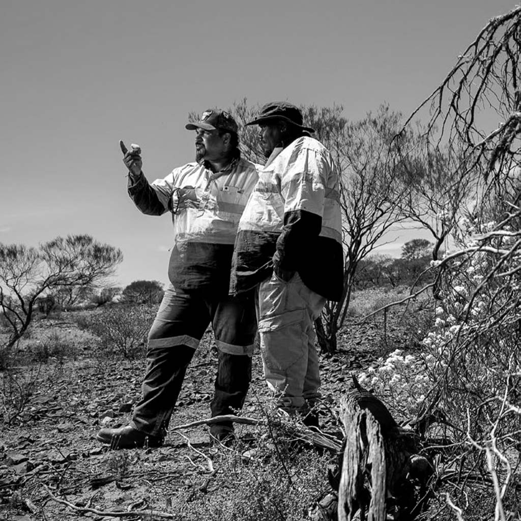 Bellevue mine workers talking