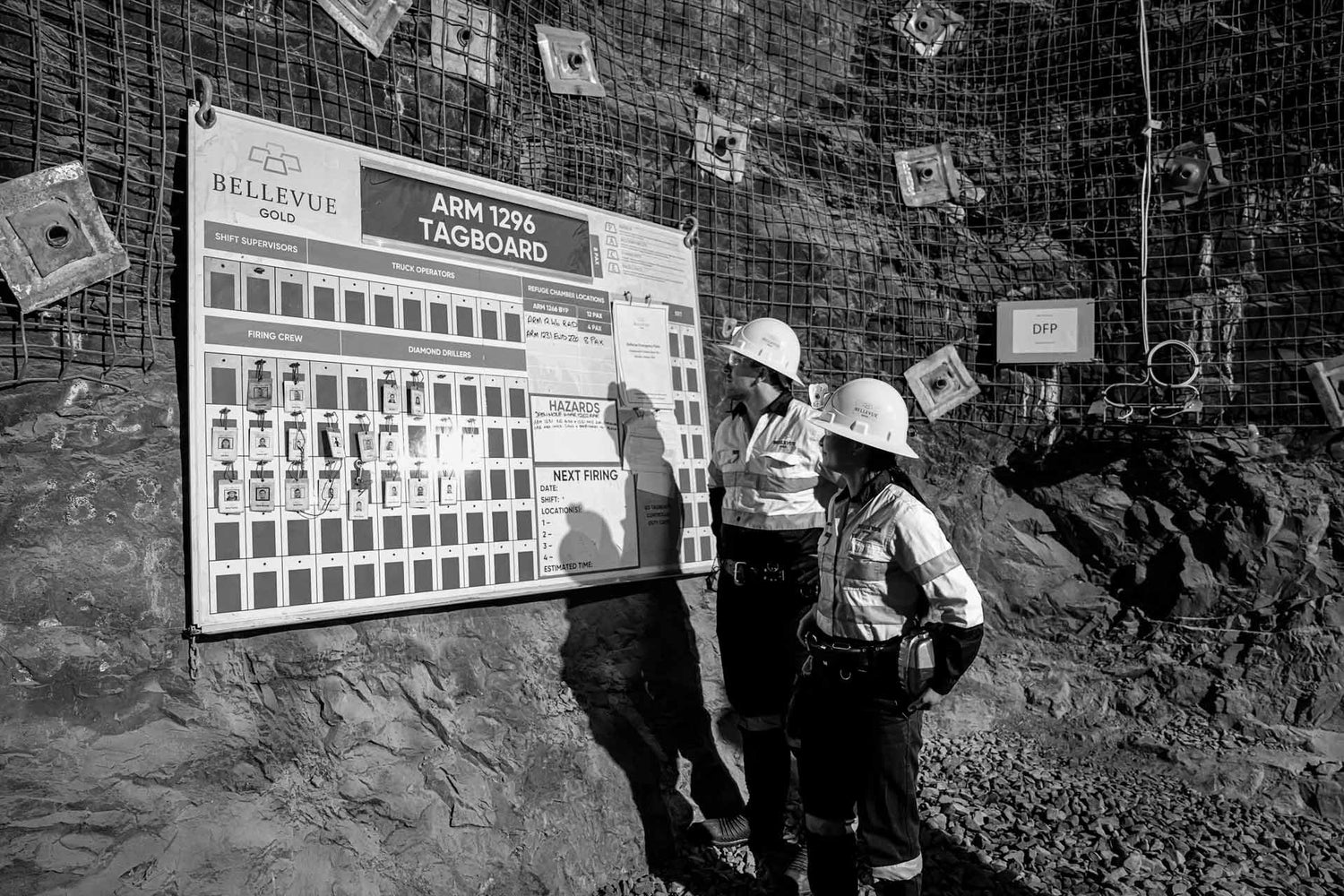 Bellevue gold mine workers