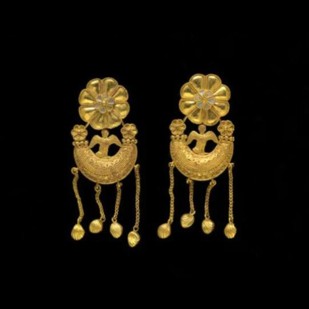 Gold life lustre Greek earrings